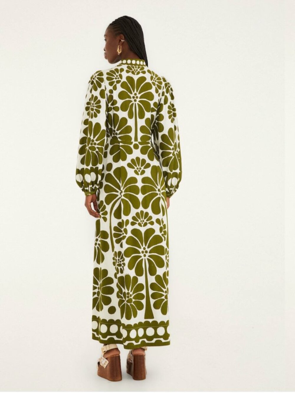 farm rio green palermo buttoned puff sleeve maxi dress - Picture 3 of 4
